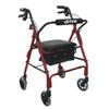 Drive Medical Deluxe Aluminum Rollator with Padded Seat (Red)